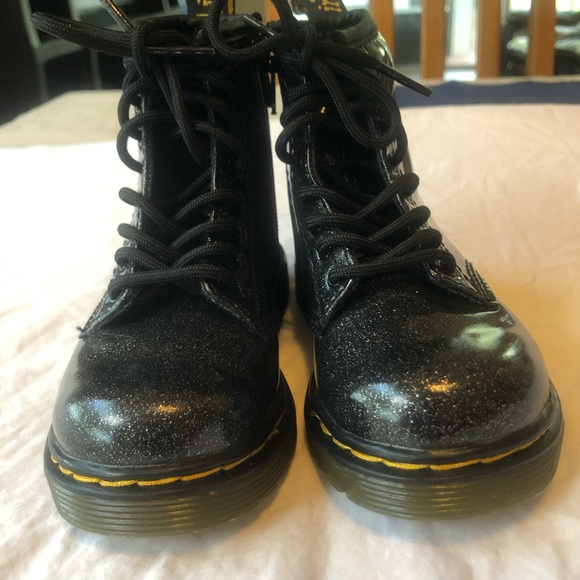 Black Glitter Doc Dr Martens Air Wair Boots 1460 - Picture 8 of 9